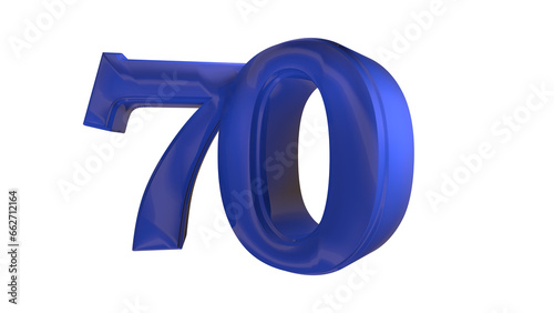 Creative blue 3d number 70