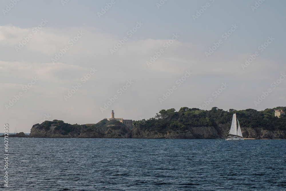 view from the coast of porquerolles island france panorama landscape