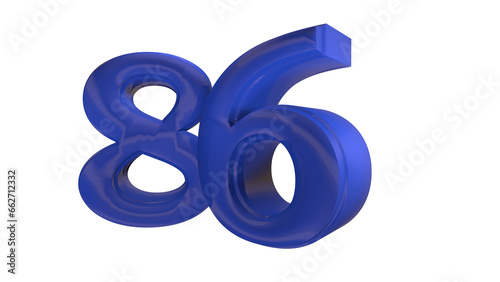 Creative blue 3d number 86