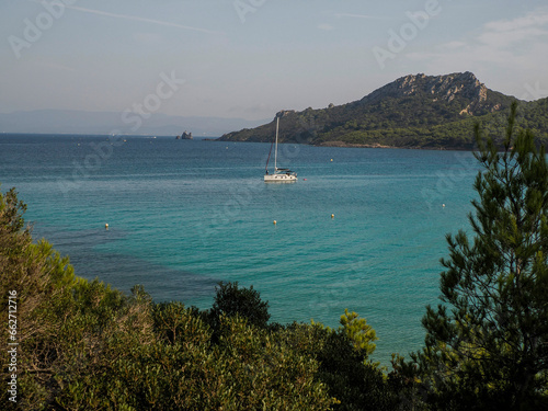 notre dame beach in porquerolles island france panorama landscape photo