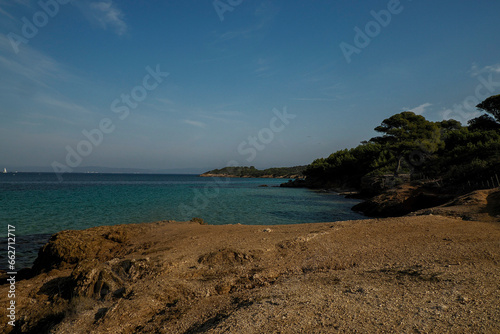 notre dame beach in porquerolles island france panorama landscape photo