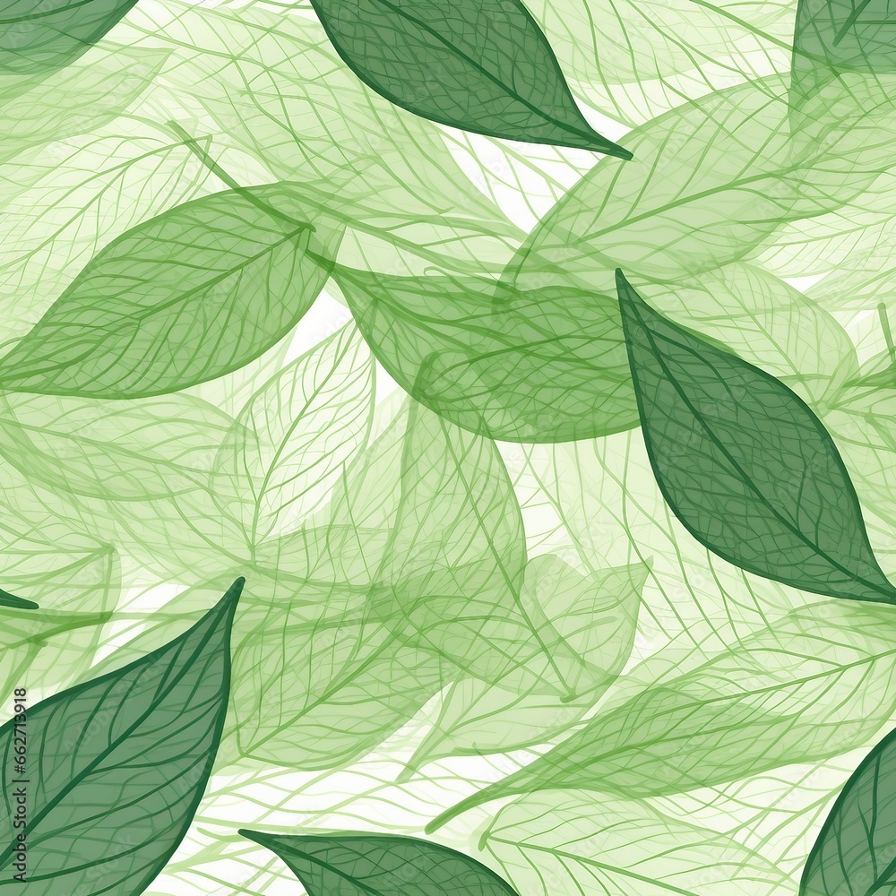 Seamless green leaves pattern. generative ai.