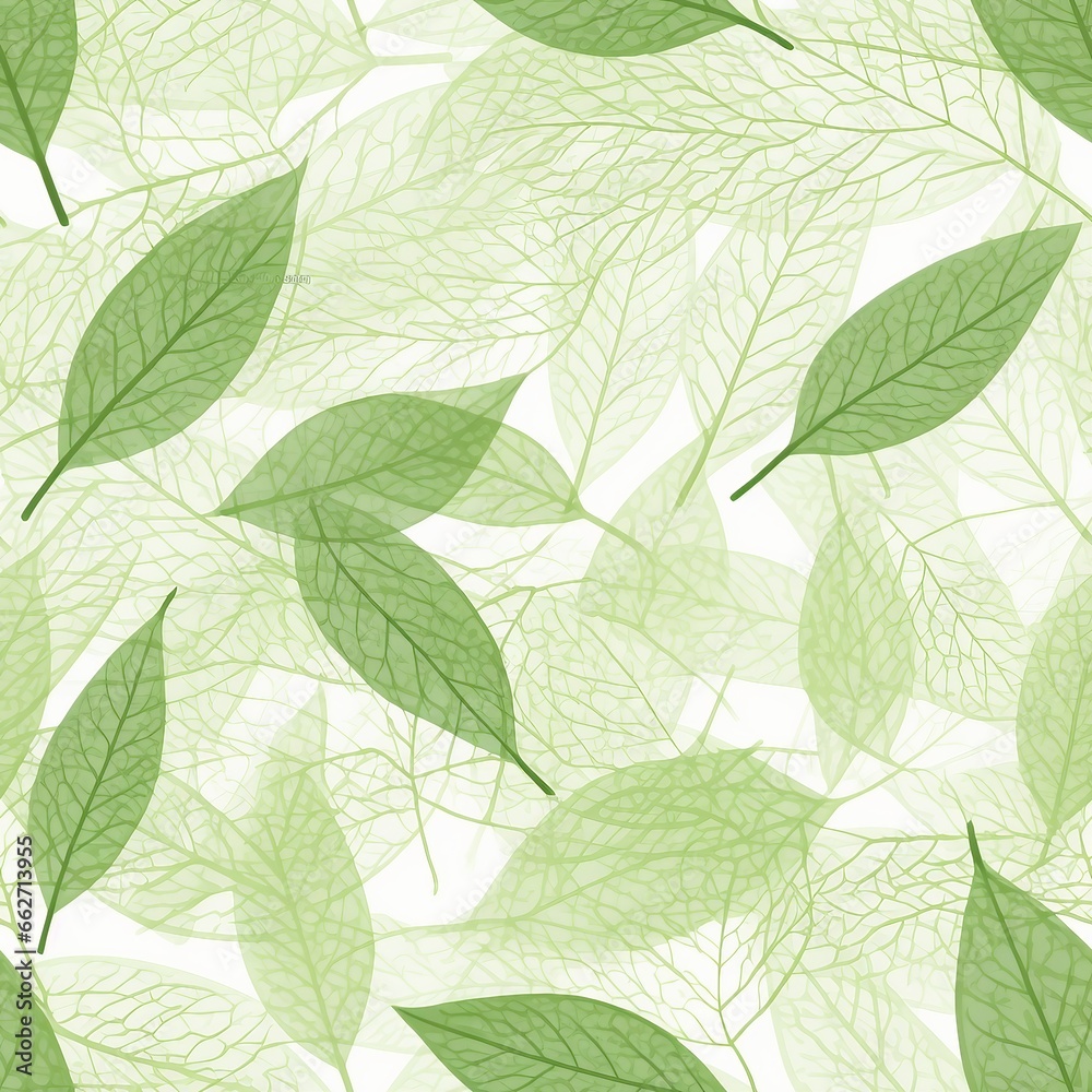 Seamless green leaves pattern. generative ai.