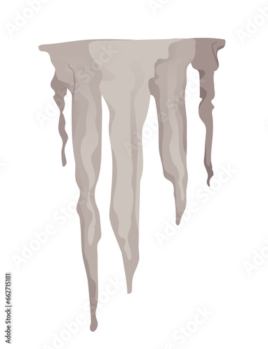 Cave stone mineral stalactite column natural growth geology formations vector illustration isolated on white background