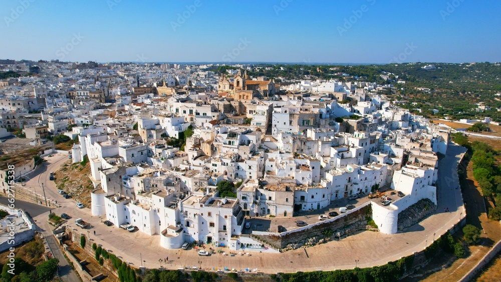 Ostuni - the white city - aerial view of the old town