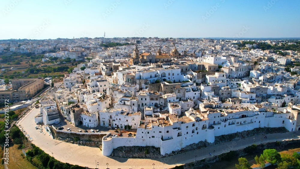 Ostuni - the white city - aerial view of the old town