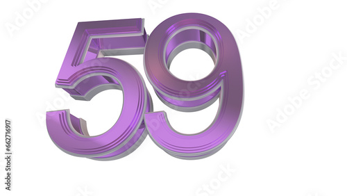 Creative purple 3d number 59