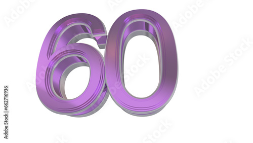 Creative purple 3d number 60