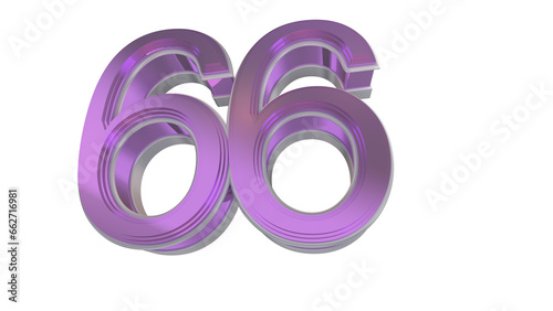 Creative purple 3d number 66 photo