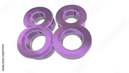 Creative purple 3d number 88