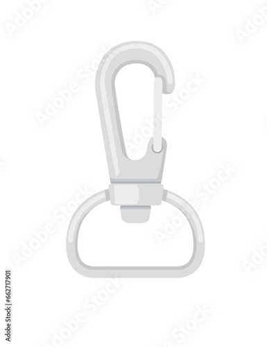 Steel keychain with clip vector illustration isolated on white background