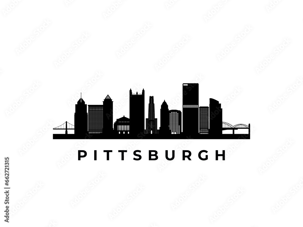 Vector Pittsburgh skyline. Travel Pittsburgh famous landmarks. Business and tourism concept for presentation, banner, web site.