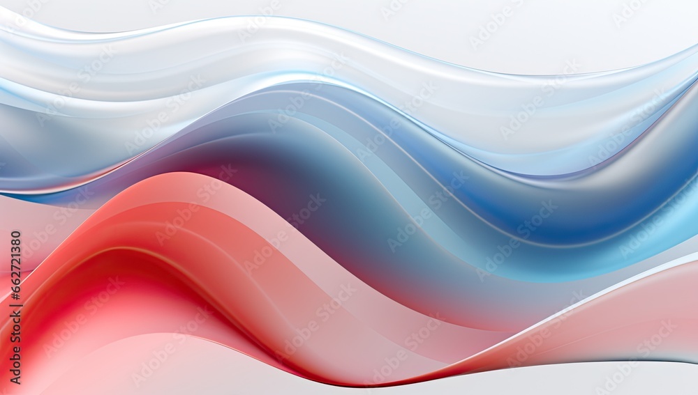 abstract shape with a blue and red wave, in the style of aluminum