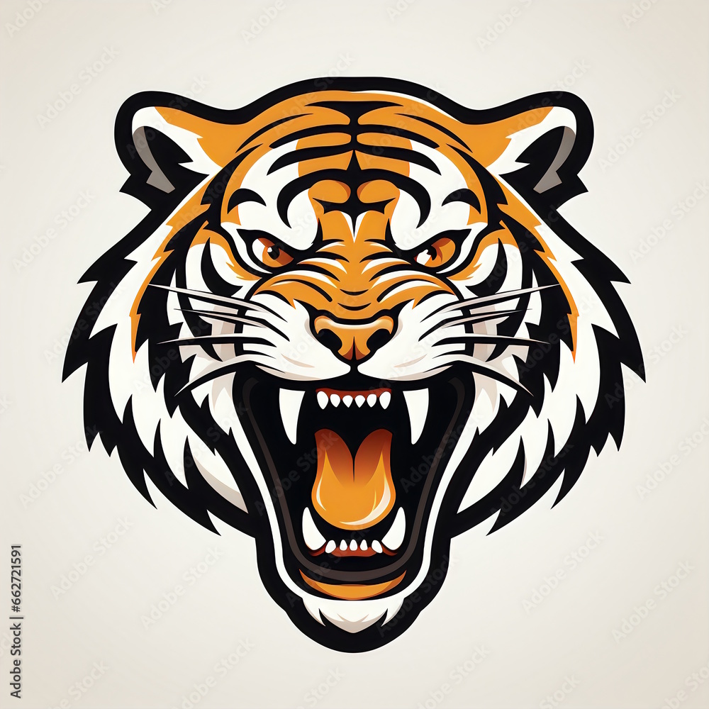 Tiger Roar Logo Isolated on White Background.
