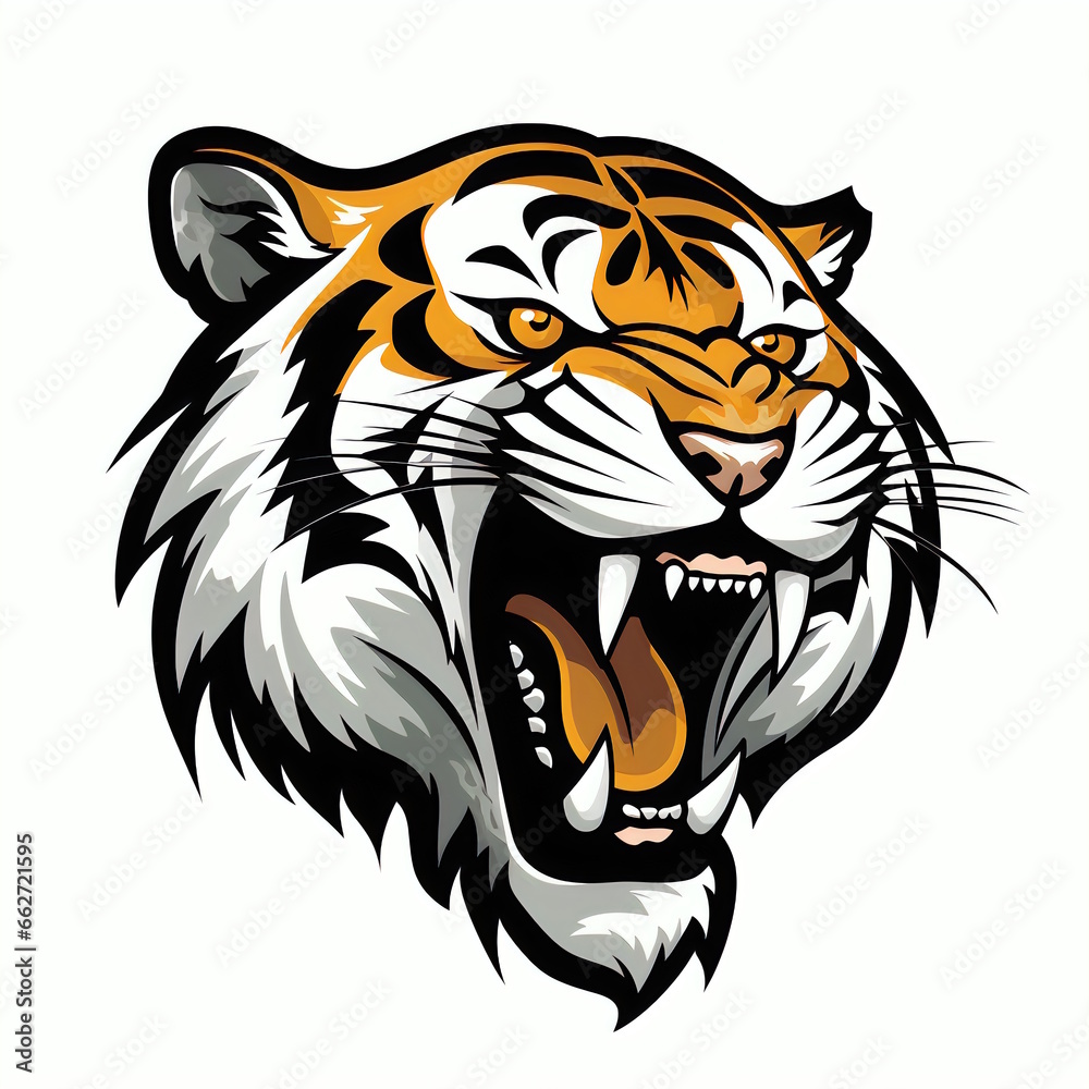 Tiger Roar Logo Isolated on White Background. Tiger Roar Logo Isolated on White Background.