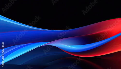 abstract shape with a blue and red wave, in the style of aluminum