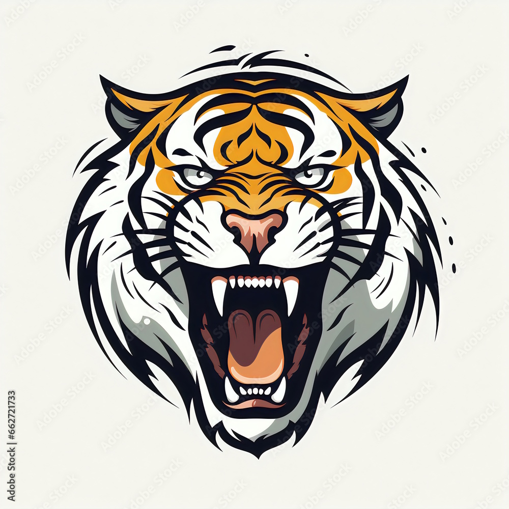 Obraz premium Tiger Roar Logo Isolated on White Background.