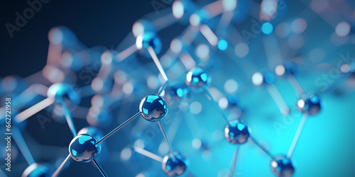 molecules on blue background 