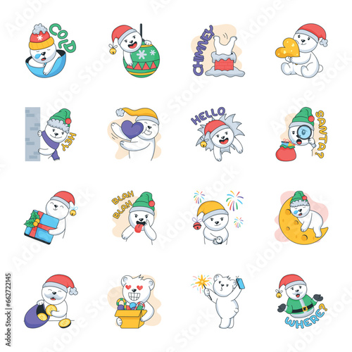 Trendy Collection of Christmas Celebration Flat Stickers   