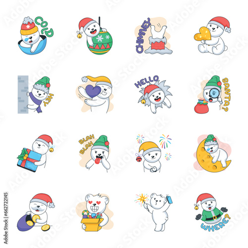 Trendy Collection of Christmas Celebration Flat Stickers 

