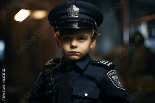 Young Officer in Police Uniform with Badge, Generative ai