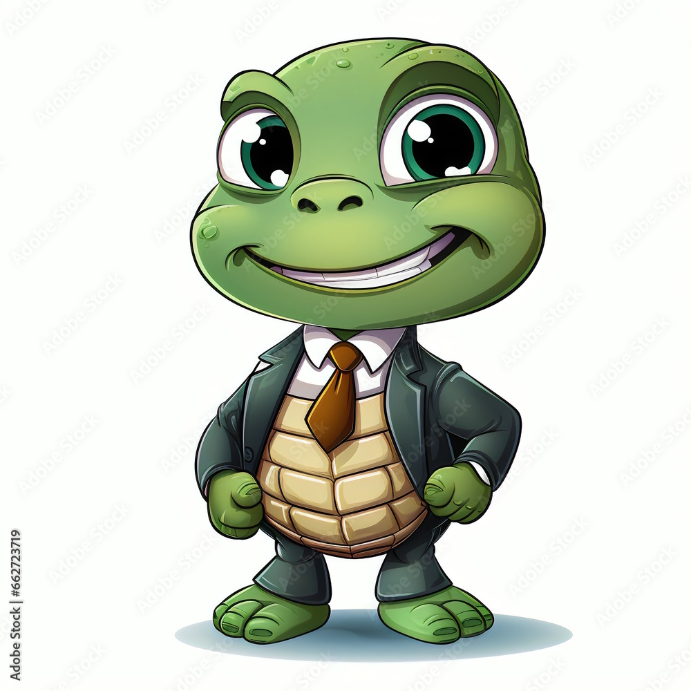 Fototapeta premium Turtle in Formal Business Suit Isolated on White Background.