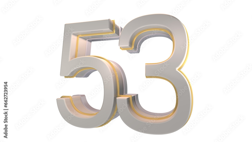 Obraz premium Creative white 3d number 53