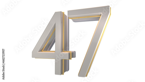 Creative white 3d number 47