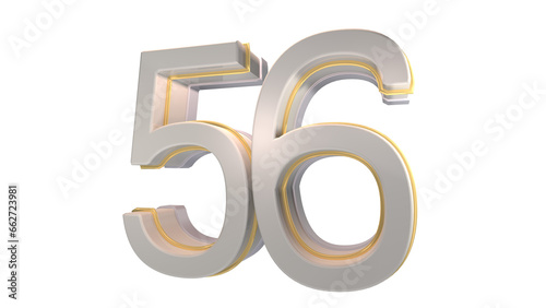 Creative white 3d number 56