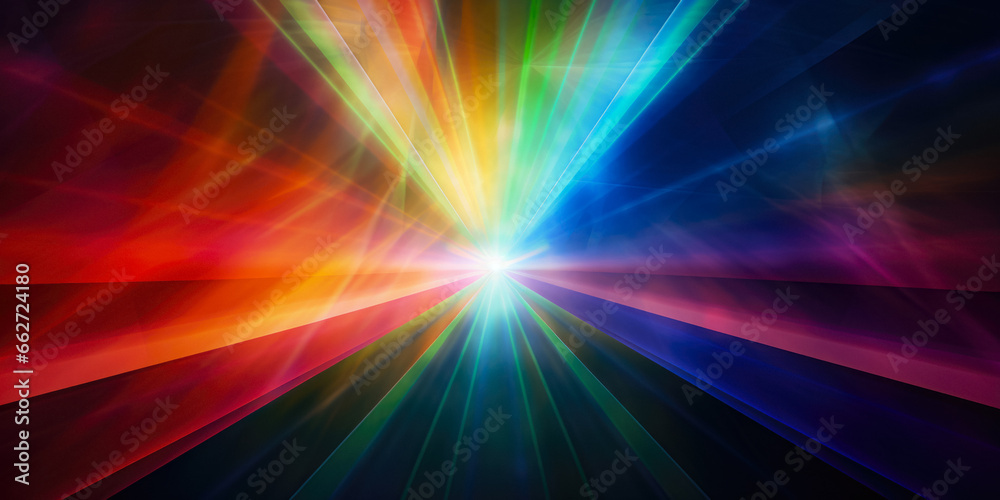 Abstract Rainbow Glow In The Form Of A Tunnel Created Using Artificial Intelligence