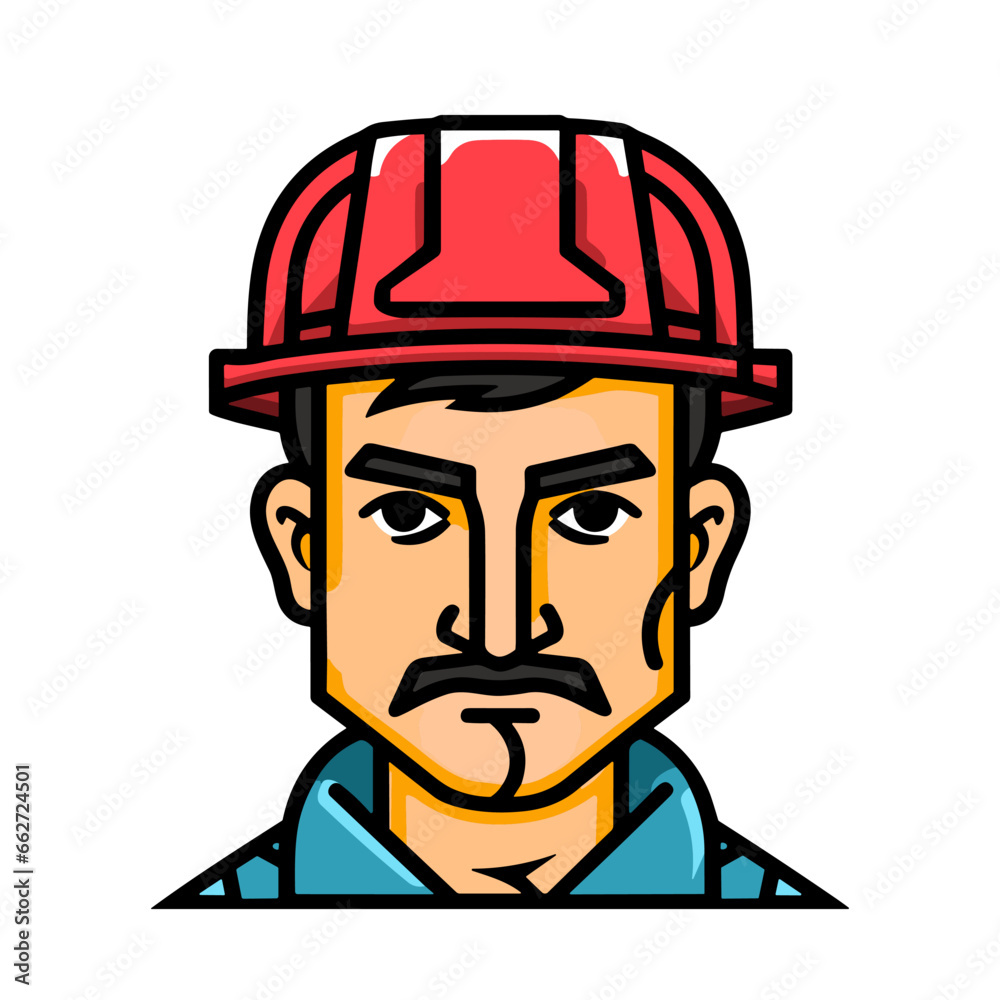 Builder icon. Construction worker icon isolated. Cartoon engineer icon