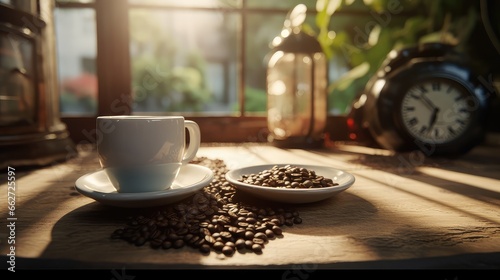 Coffee time in the morning ultra realistic illustration - Generative AI.