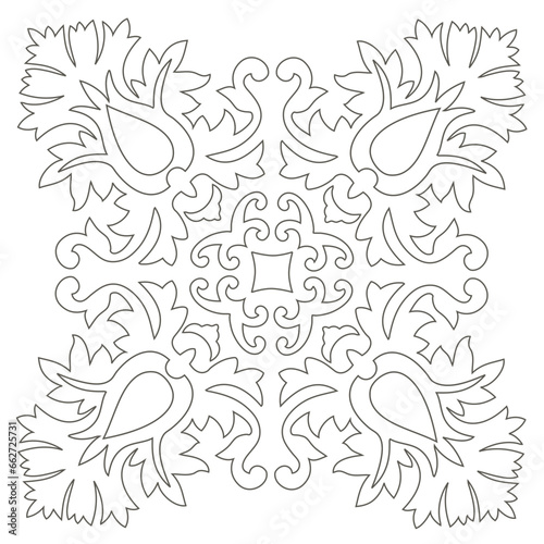 Mandala Energie Roue Cercle Feuillage Nature Design Méditation Elément Décoratif Multiples Noir et Blanc Vecteur Coloriage