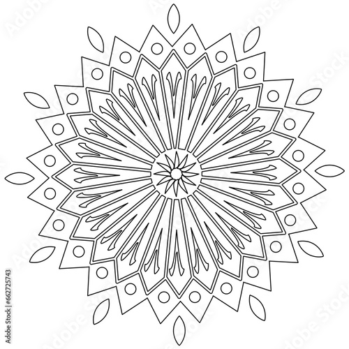 Mandala Energie Roue Cercle Feuillage Nature Design Méditation Elément Décoratif Multiples Noir et Blanc Vecteur Coloriage