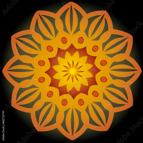 Mandala Energie Roue Cercle Feuillage Nature Design Méditation Elément Décoratif Multiples Couleurs Vecteur