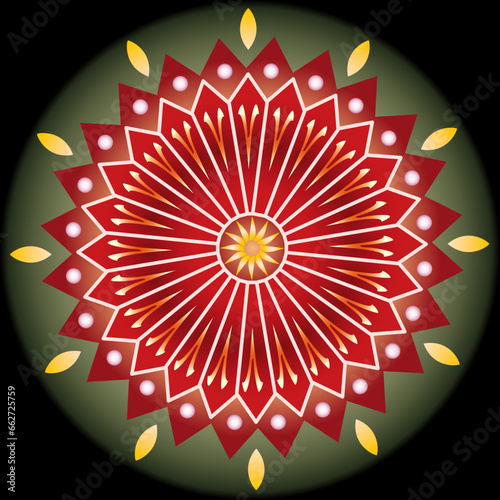 Mandala Energie Roue Cercle Feuillage Nature Design Méditation Elément Décoratif Multiples Couleurs Vecteur