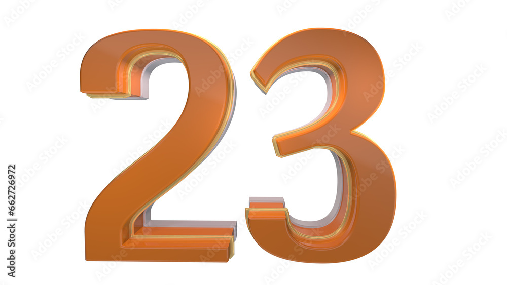 Naklejka premium Creative orange 3d number 23