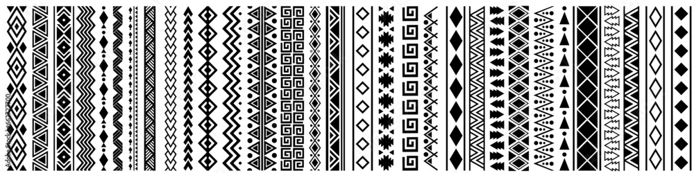Aztec pattern icon vector set. Border illustration sign collection. Tribal pattern symbol or logo. - obrazy, fototapety, plakaty 
