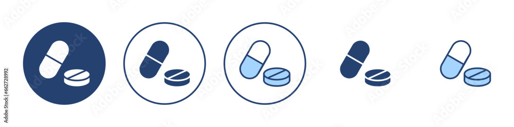 Pills icon vector. capsule icon. Drug sign and symbol Pills icon vector. capsule icon. Drug sign and symbol