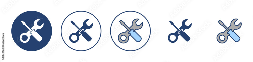 Repair tools icon vector. tool sign and symbol. setting icon. Wrench and screwdriver. Service Repair tools icon vector. tool sign and symbol. setting icon. Wrench and screwdriver. Service
