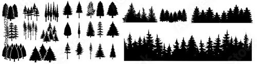 Forest icon vector set. Wood illustration sign collection. Pine tree symbol. Christmas tree logo.
