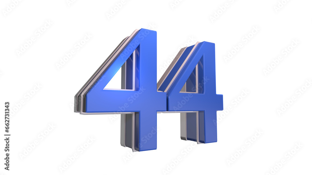 Obraz premium Blue glossy 3d number 44
