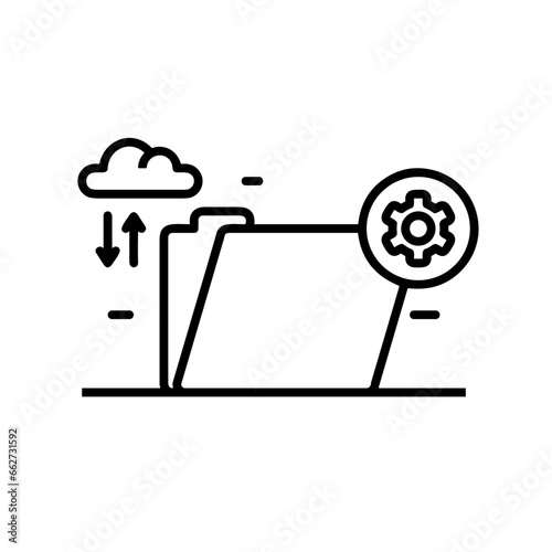 Cloud storage icon symbol vector image. Illustration of the database server hosting cloud system digital design image