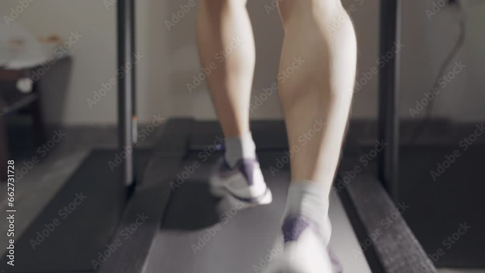 Runner running on a treadmill with fast pace