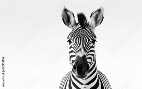 Black and white zebra isolated on white background with clipping path.
