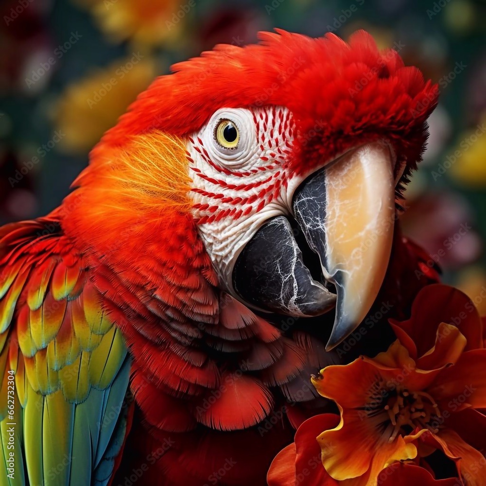 Fototapeta premium Colorful large size parrot close up portrait
