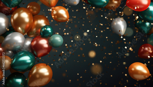 Beautiful Festive Background with Multicolored Balloons