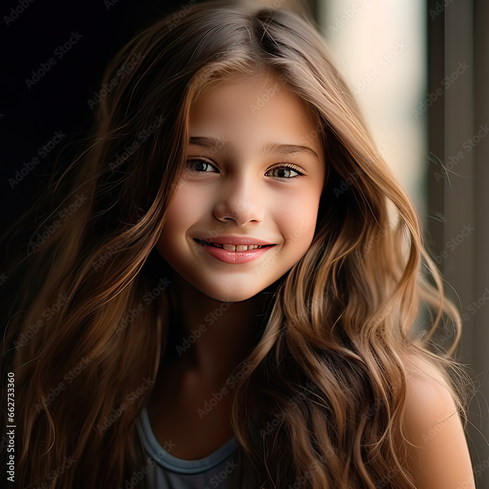 a closeup photo portrait of a cute beautiful young girl kid smiling with clean teeth. a closeup photo portrait of a cute beautiful young girl kid smiling with clean teeth.