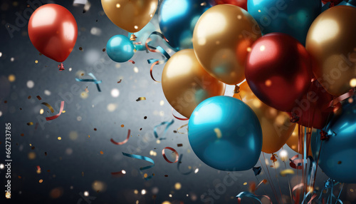 Beautiful Festive Background with Multicolored Balloons