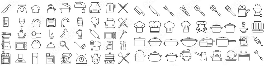 Konstfotografi Kitchen icon vector set